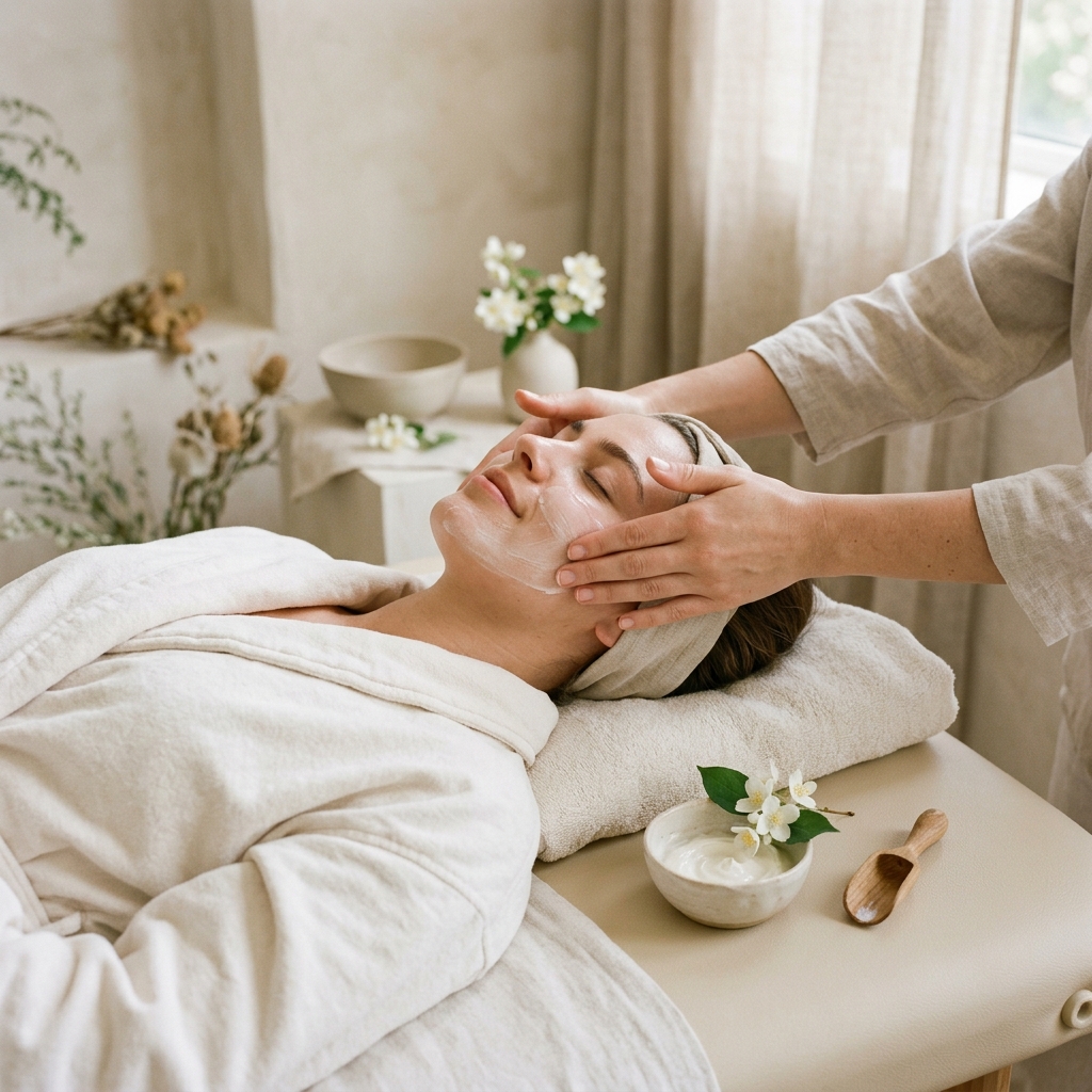 Процедура массажа лица в студии White Massage